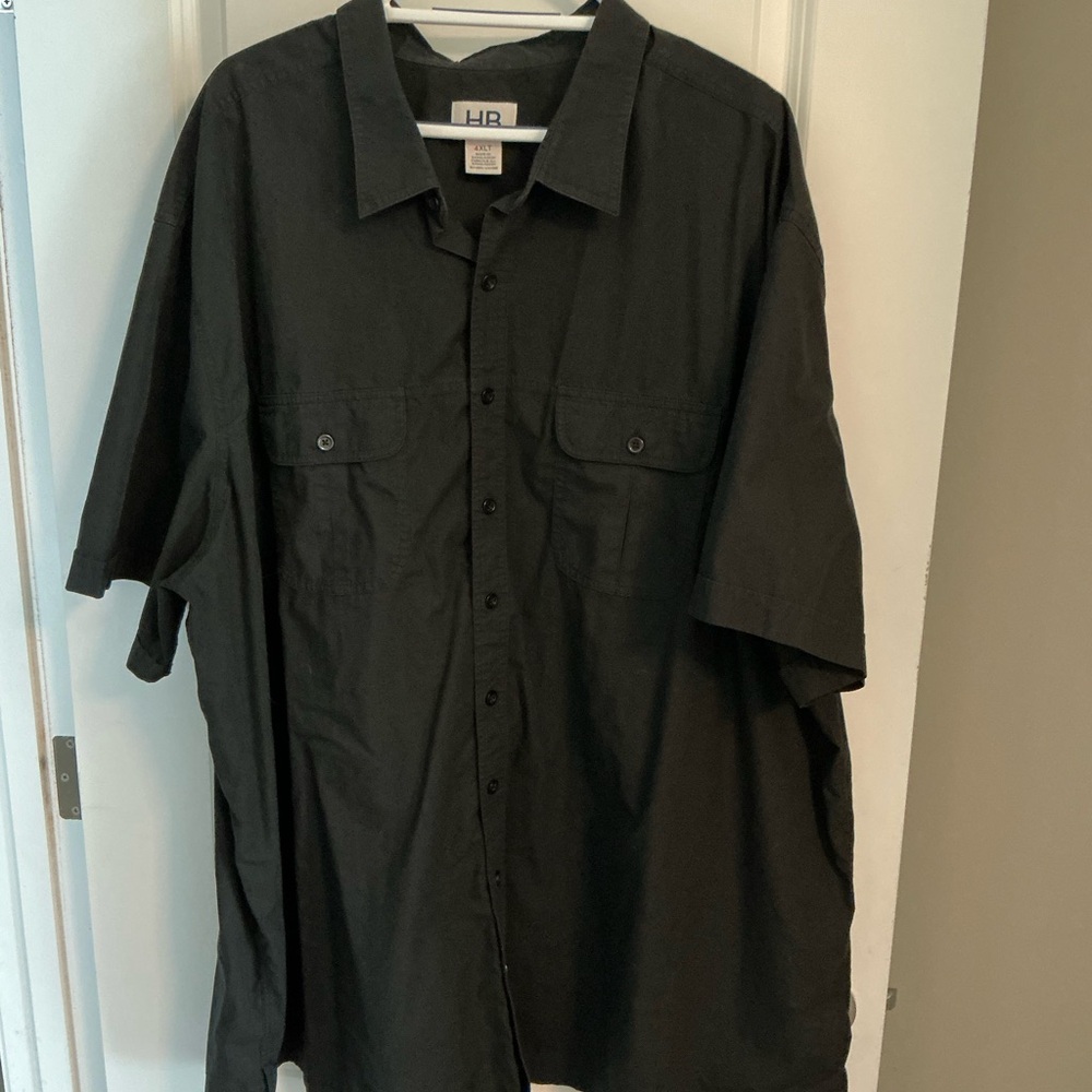 Harbor Bay Men's Black Short Sleeve Button down Shirt